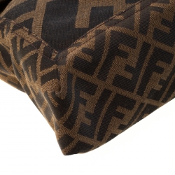 Pre Owned Fendi Tobacco Zucca Canvas Maxi Baguette Flap Shoulder Bag