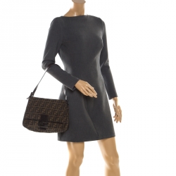 Pre Owned Fendi Tobacco Zucca Canvas Mama Forever Shoulder Bag