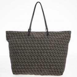 Pre Owned Fendi Zucchino Roll Tote