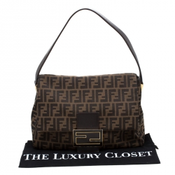 Pre Owned Fendi Tobacco Zucca Canvas and Leather Big Mama Forever Shoulder Bag