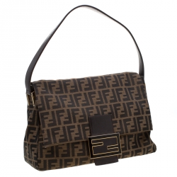 Pre Owned Fendi Tobacco Zucca Canvas and Leather Big Mama Forever Shoulder Bag