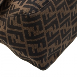 Pre Owned Fendi Tobacco Zucca Canvas and Leather Big Mama Forever Shoulder Bag