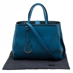 Pre Owned Fendi Blue Saffiano Leather 2Jours Top Handle Bag