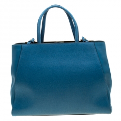Pre Owned Fendi Blue Saffiano Leather 2Jours Top Handle Bag
