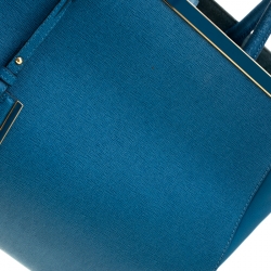 Pre Owned Fendi Blue Saffiano Leather 2Jours Top Handle Bag