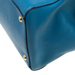 Pre Owned Fendi Blue Saffiano Leather 2Jours Top Handle Bag