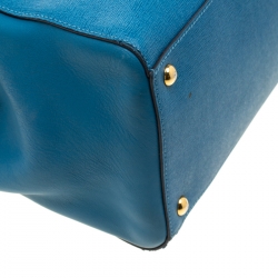 Pre Owned Fendi Blue Saffiano Leather 2Jours Top Handle Bag