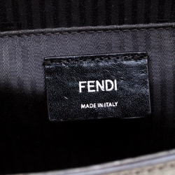 Pre Owned Fendi Grey Textured Leather Small Demi Jour Top Handle Bag
