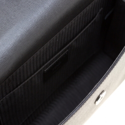 Pre Owned Fendi Grey Textured Leather Small Demi Jour Top Handle Bag