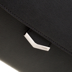 Pre Owned Fendi Grey Textured Leather Small Demi Jour Top Handle Bag