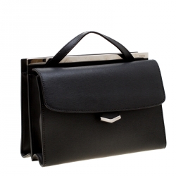 Pre Owned Fendi Grey Textured Leather Small Demi Jour Top Handle Bag