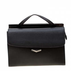Pre Owned Fendi Grey Textured Leather Small Demi Jour Top Handle Bag