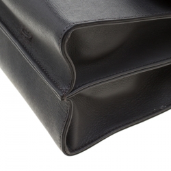 Pre Owned Fendi Grey Textured Leather Small Demi Jour Top Handle Bag