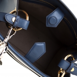 Pre Owned Fendi Blue/Black Leather Runaway Top Handle Bag