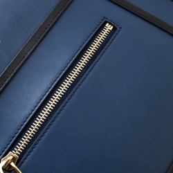 Pre Owned Fendi Blue/Black Leather Runaway Top Handle Bag