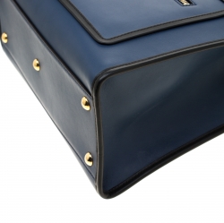 Pre Owned Fendi Blue/Black Leather Runaway Top Handle Bag