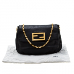 Pre Owned Fendi Black Leather Fendista Pochette Crossbody Bag