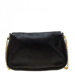 Pre Owned Fendi Black Leather Fendista Pochette Crossbody Bag