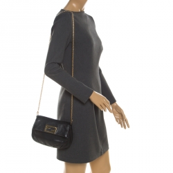 Pre Owned Fendi Black Leather Fendista Pochette Crossbody Bag