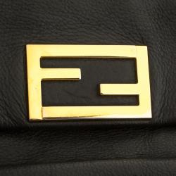 Pre Owned Fendi Black Leather Fendista Pochette Crossbody Bag