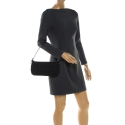 Pre Owned Fendi Black Zucca Canvas Pochette Bag