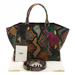 Pre Owned Fendi Multicolor Python Leather 3Jours Small Tote
