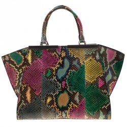 Pre Owned Fendi Multicolor Python Leather 3Jours Small Tote