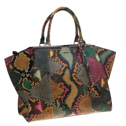 Pre Owned Fendi Multicolor Python Leather 3Jours Small Tote