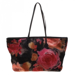 Pre Owned Fendi Floral Printed Zucchino Nylon Roll Tote