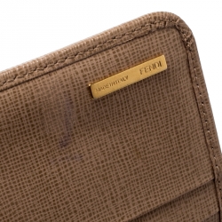 Pre Owned Fendi Beige Leather Elite Continental Wallet