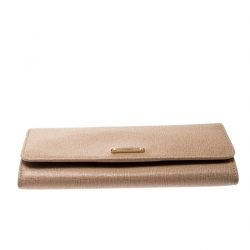 Pre Owned Fendi Beige Leather Elite Continental Wallet