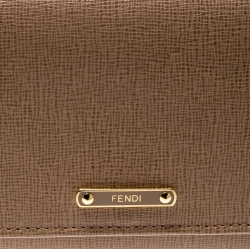 Pre Owned Fendi Beige Leather Elite Continental Wallet