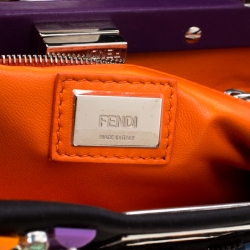 Pre Owned Fendi Multicolor Crystal Embellished Leather Mini Peekaboo Top Handle Bag