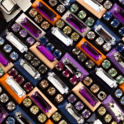 Pre Owned Fendi Multicolor Crystal Embellished Leather Mini Peekaboo Top Handle Bag