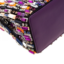 Pre Owned Fendi Multicolor Crystal Embellished Leather Mini Peekaboo Top Handle Bag