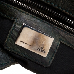 Pre Owned Fendi Green Leather Devil Trapezio Shoulder Bag