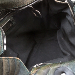 Pre Owned Fendi Green Leather Devil Trapezio Shoulder Bag