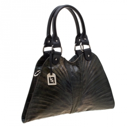 Pre Owned Fendi Green Leather Devil Trapezio Shoulder Bag