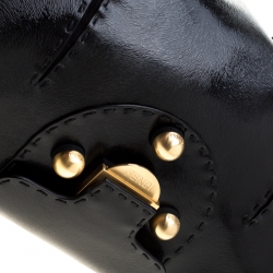 Pre Owned Fendi Black Patent Leather F3 Secret Code Top Handle Bag