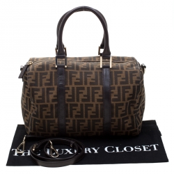 Pre Owned Fendi Tobacco Zucca Canvas Boston Bag