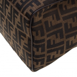 Pre Owned Fendi Tobacco Zucca Canvas Boston Bag