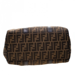 Pre Owned Fendi Tobacco Zucca Canvas Boston Bag