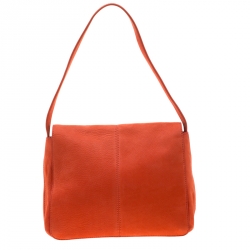 Pre Owned Fendi Orange Nubuck Leather Shoulder Bag