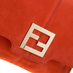 Pre Owned Fendi Orange Nubuck Leather Shoulder Bag