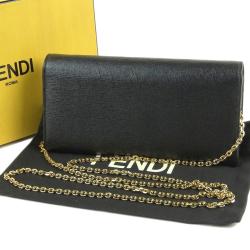 Pre Owned Fendi Black Leather Bugs Monster WOC Clutch Bag