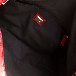Pre Owned Fendi Red Crinkle Patent Leather Large Mamma Baguette Shoulder Bag