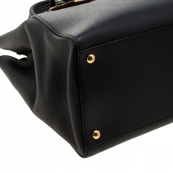Pre Owned Fendi Black Leather Medium 2jours Tote
