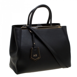 Pre Owned Fendi Black Leather Medium 2jours Tote