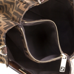 Pre Owned Fendi Tobacco Zucca Canvas Small Mia Shoulder Bag