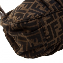 Pre Owned Fendi Tobacco Zucca Canvas Small Mia Shoulder Bag